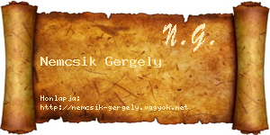 Nemcsik Gergely névjegykártya